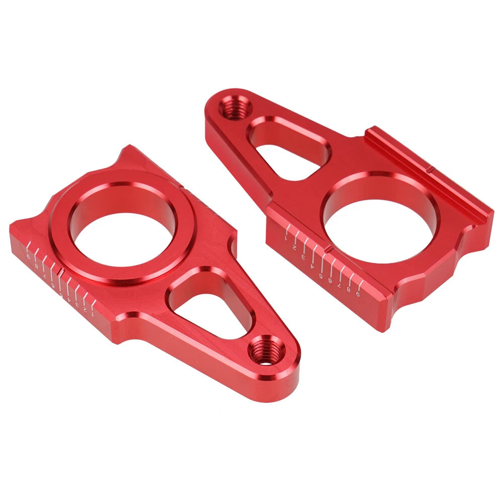 CNC Rear Axle Adjuster Blocks for Honda CRF450R CRF450X (2002–2023) Red