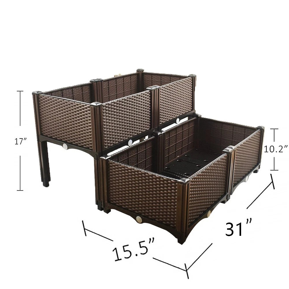 2X Raised Garden Bed Planter for Elevated Flower Vegetable Growing