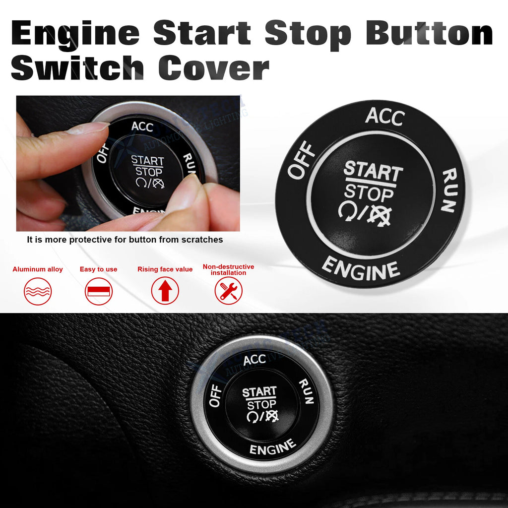 Push Start Stop Button Cover Decor Kit for Dodge Charger Challenger (2011-2023)