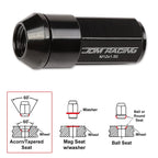 Set of 20 M12X1.5 Black JDM Cone Seat Hex Wheel Lug Nuts with Cap & Extension