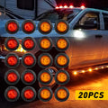 Set of 2 Amber LED Round Side Marker Lights for Trailer RV