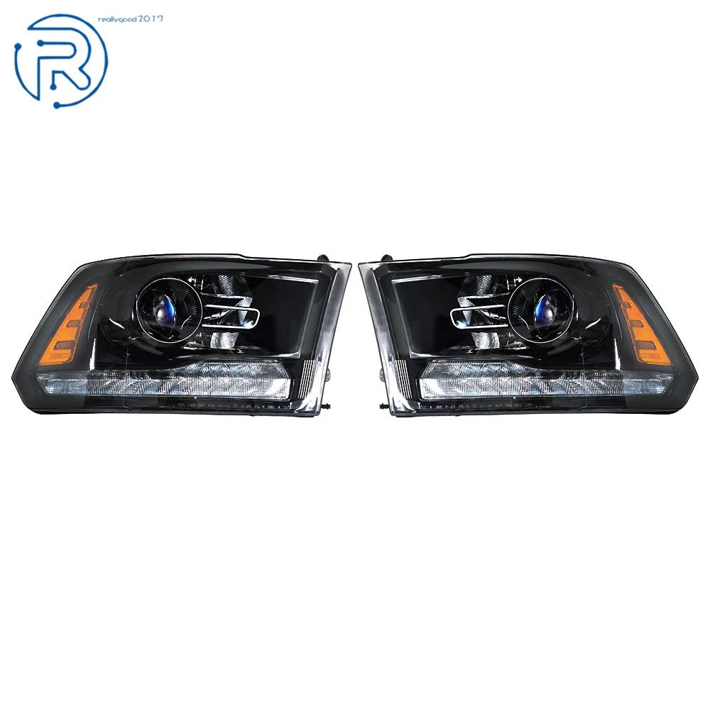 Set of 2 LED DRL Halogen Headlights for Dodge Ram 1500-3500 (2013–2018)