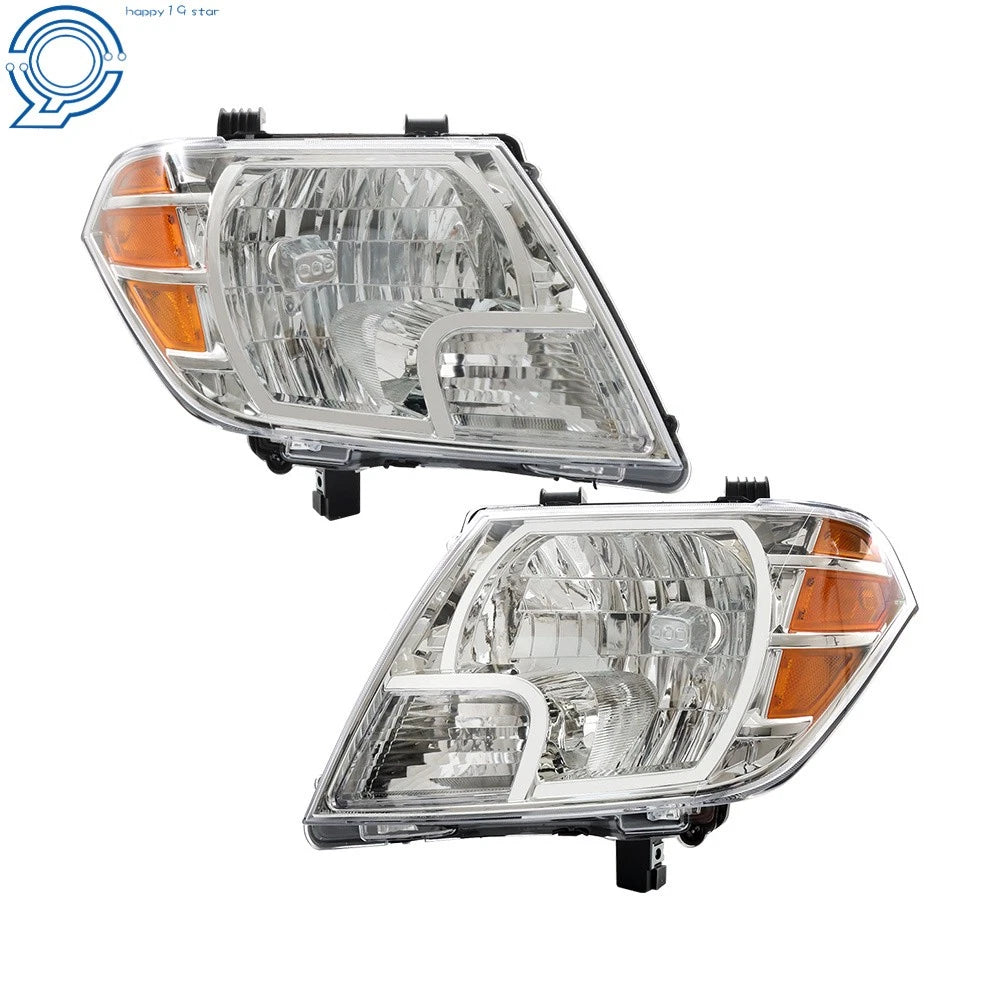 Set of 2 Halogen Headlights for Nissan Frontier (2009-2021) Chrome Housing