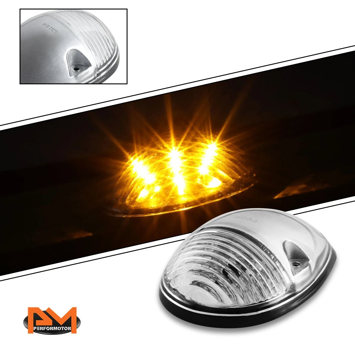 3Pcs Cab Roof Running Light Chrome Housing Yellow LED for Silverado/Sierra (2002–2007)
