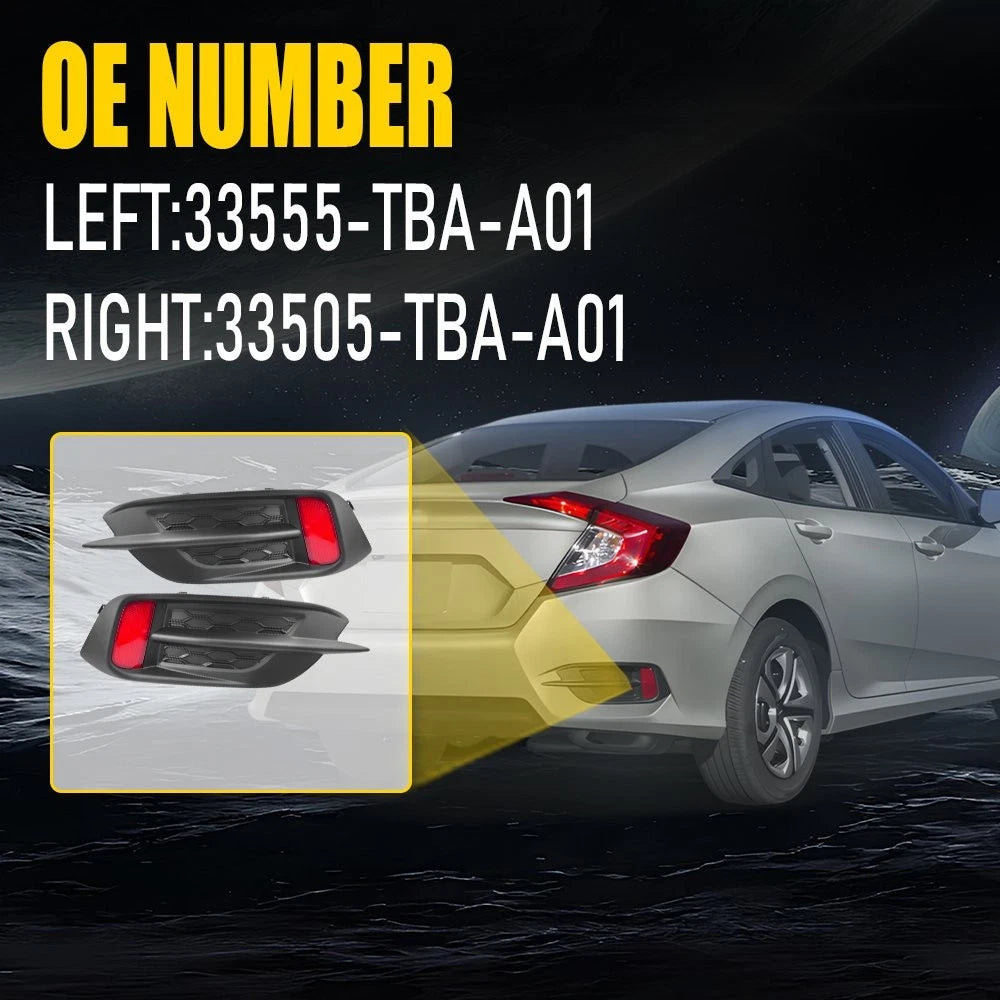 Rear Bumper Bezel Reflector Cover Molding for Honda Civic Sedan (2016–2020)