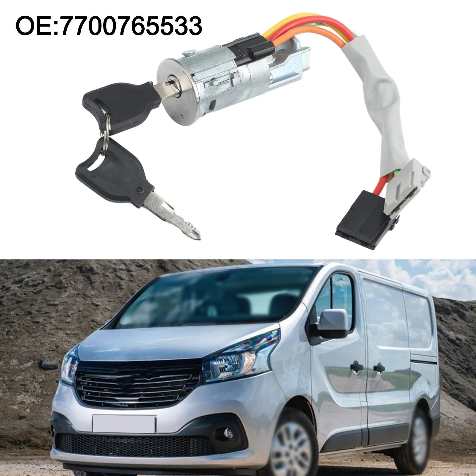 Ignition Switch Harness with Keys for Opel Vivaro (2001–2014) OEM 7700765533