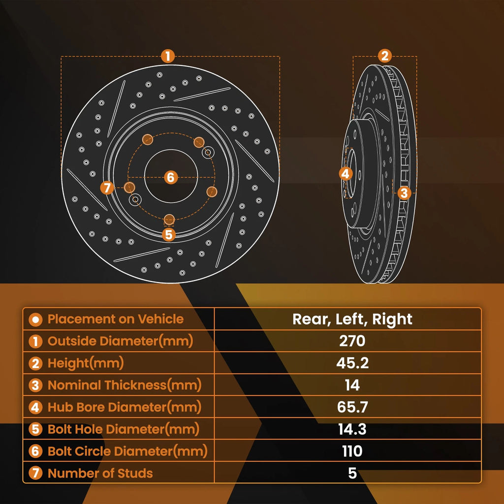 Drilled & Slotted Brake Disc for Saturn Aura (2007-2009)
