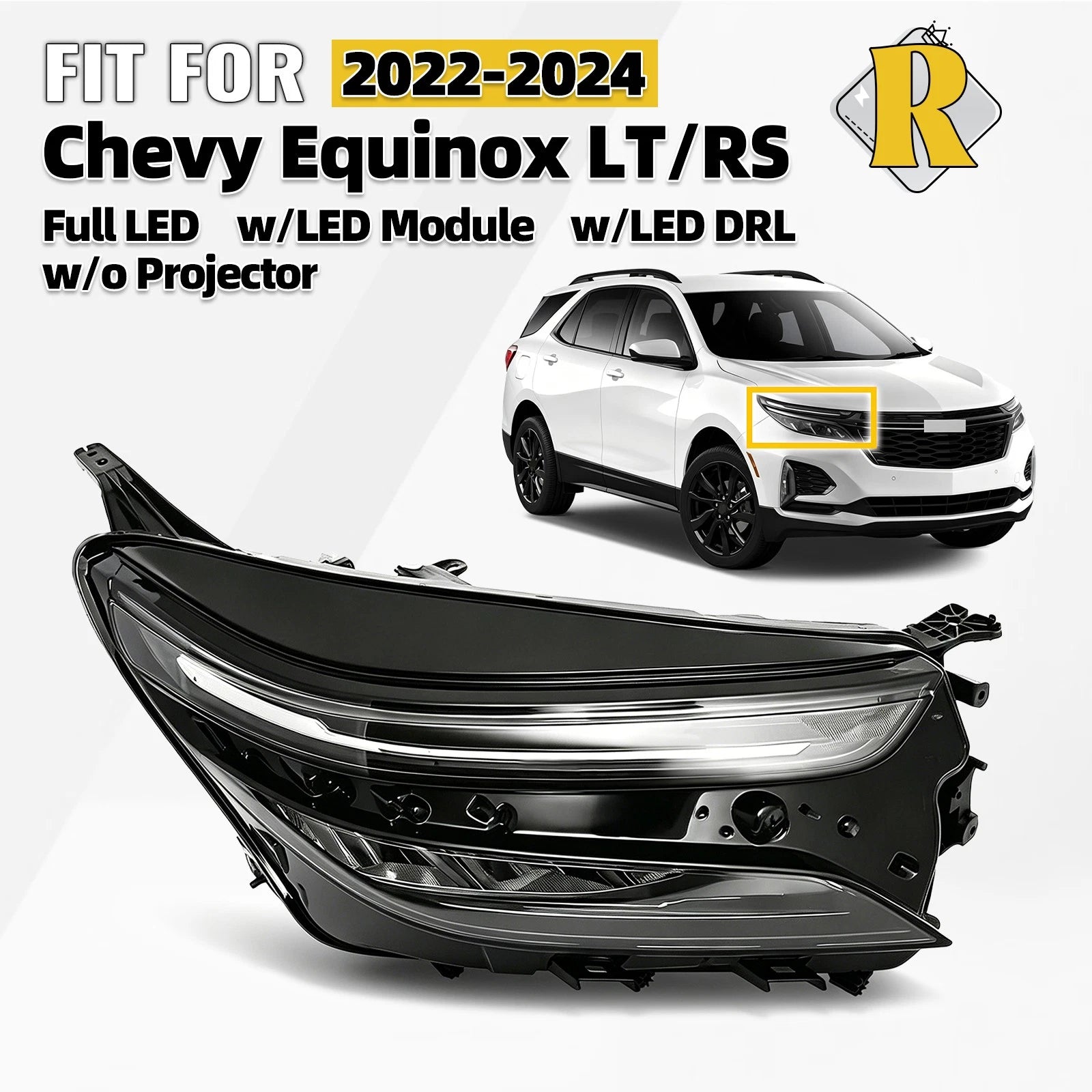 Full LED Headlight for Chevy Equinox LT RS (2022–2024) w/ LED DRL