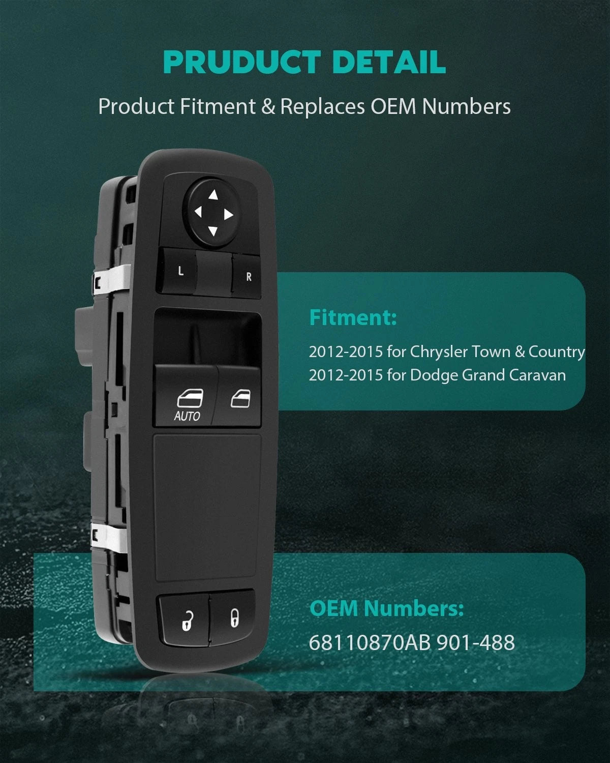 Window Switch for Dodge Grand Caravan, Chrysler Town & Country (2012–2015)