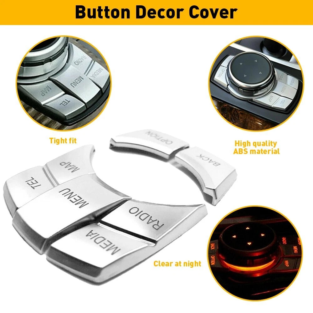 Chrome Multi-Media Button Cover Trim for BMW F10 M1 2 Series (2011–2019)