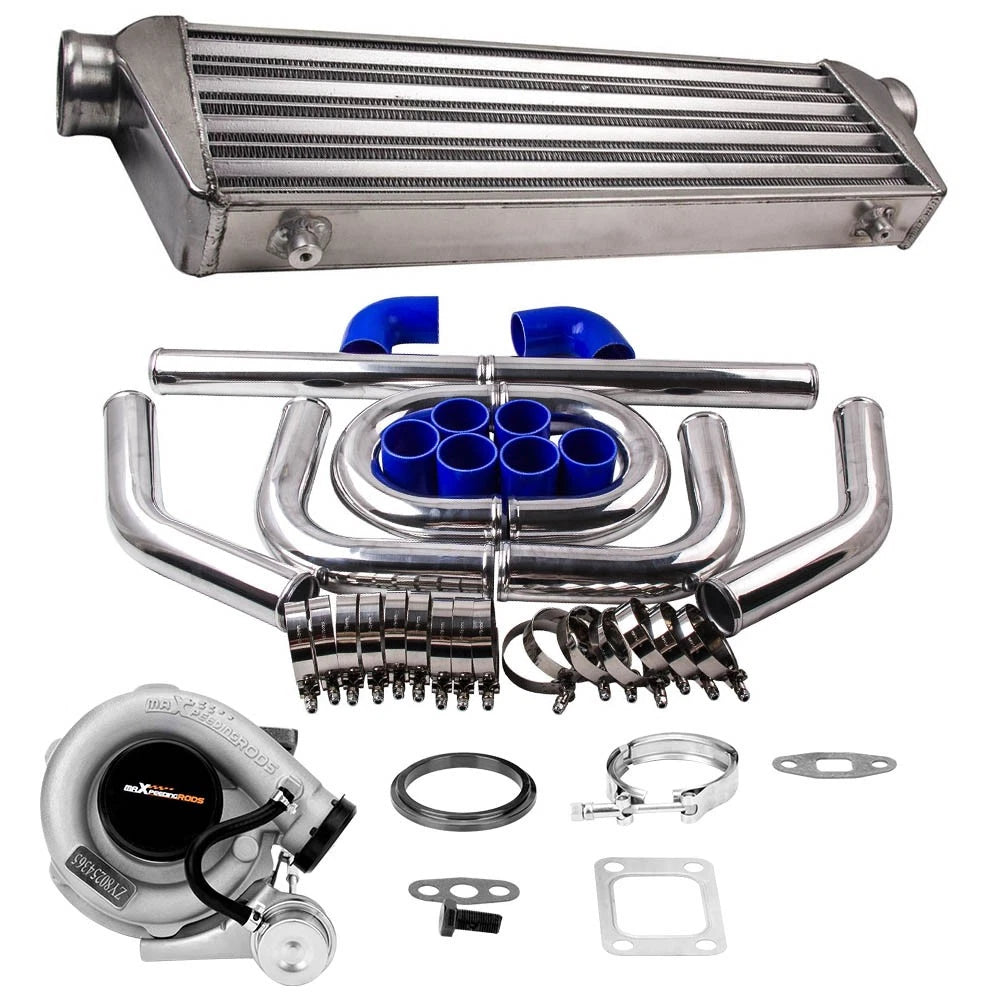 T3 4-Bolt V-Band Turbo Kit + 27x7x2.5 Intercooler + 2.5" Turbo Pipe