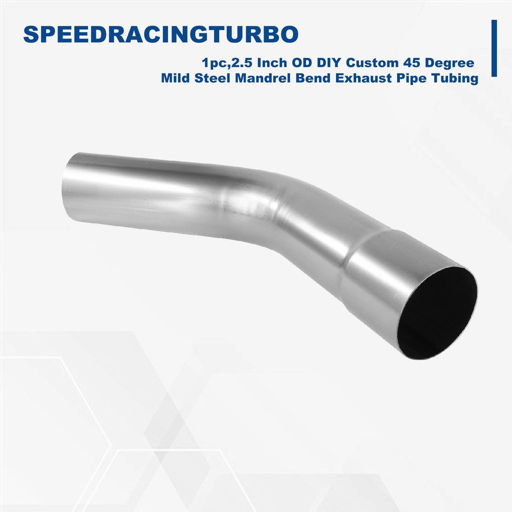 2.5" Mild Steel Mandrel Exhaust Tubing 45 Degree Bend for Custom Applications