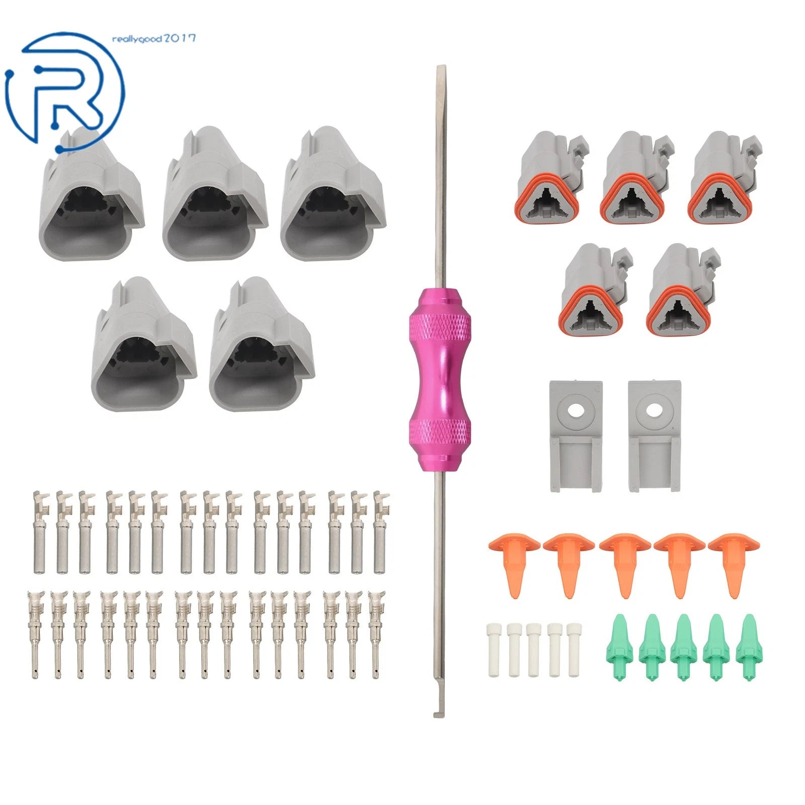 5 Pairs DT 3Pin Waterproof Connectors with Size 16 Contacts (14-18AWG)