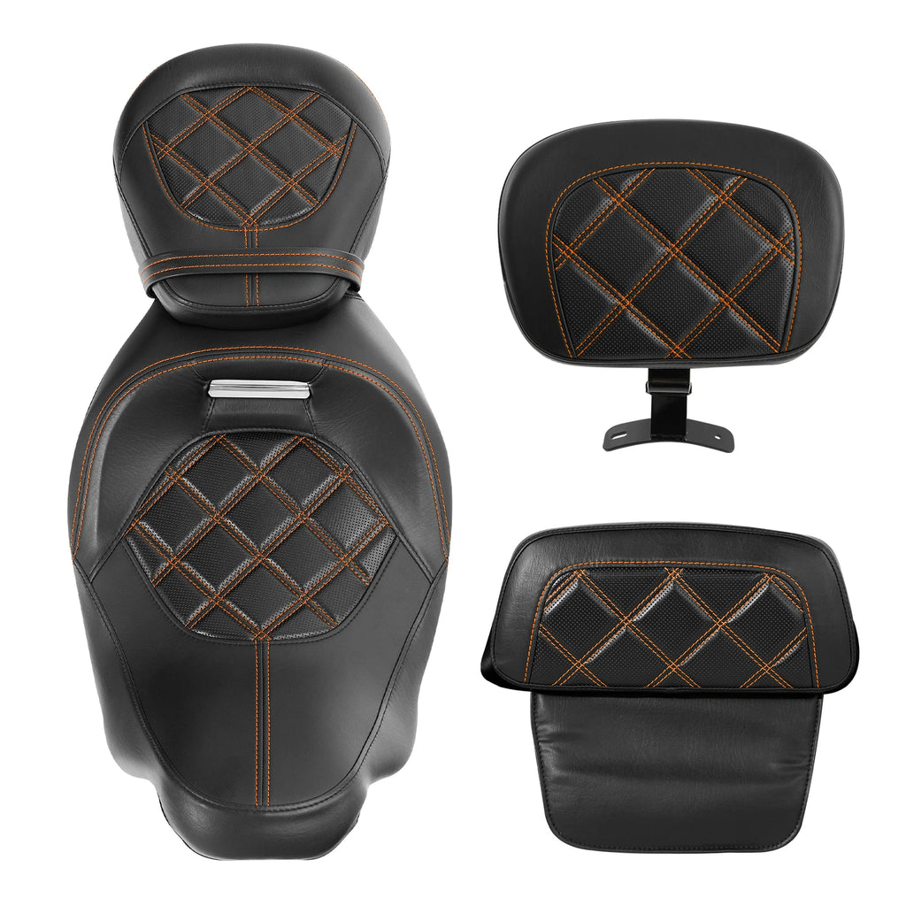 Driver & Passenger Seats Backrest Pad for Harley Touring Models (2014–2023)