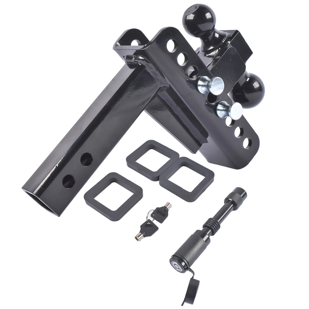 Adjustable 2" Receiver Trailer Hitch with 6" Drop/Rise Dual Balls (20000 LBS)