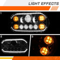 LED Halo Ring DRL Projector Headlights for Peterbilt 359 (1967–1987)