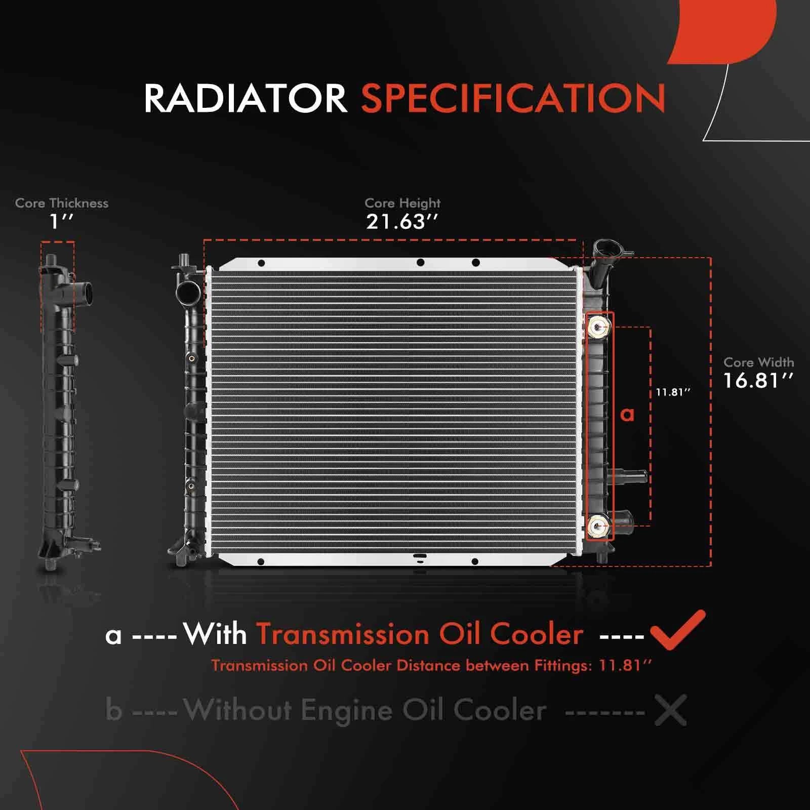 Radiator with Trans Oil Cooler for Ford Escort (1998–2003)
