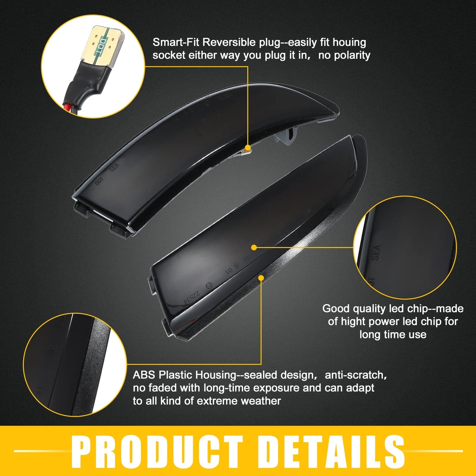 Mirror Turn Signal Light 8A61-13B381-AF for Ford Fiesta (2011–2019) 1 Pair