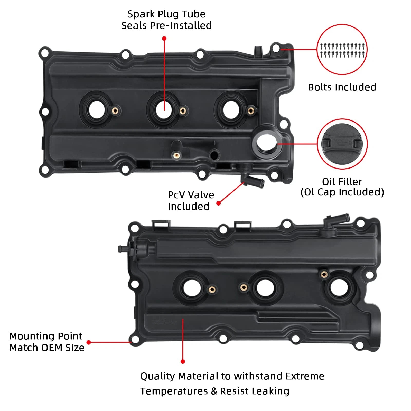 1 Pair Valve Cover Set for Nissan Frontier/NV1500/NV2500/NV3500/Xterra (2005–2021)