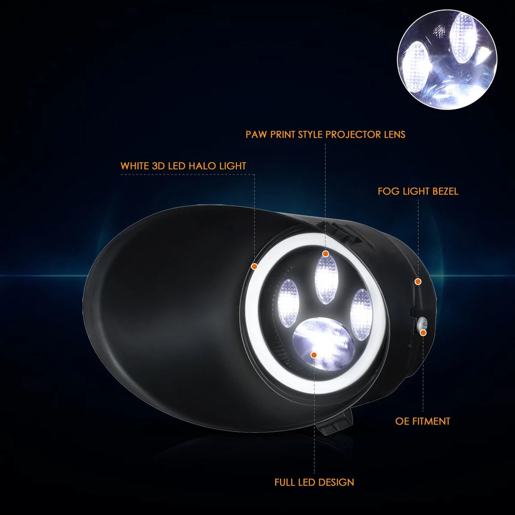 Paw Print Style Clear Projector Lens Fog Lights for Sequoia/Tacoma/Tundra (2004–2017)