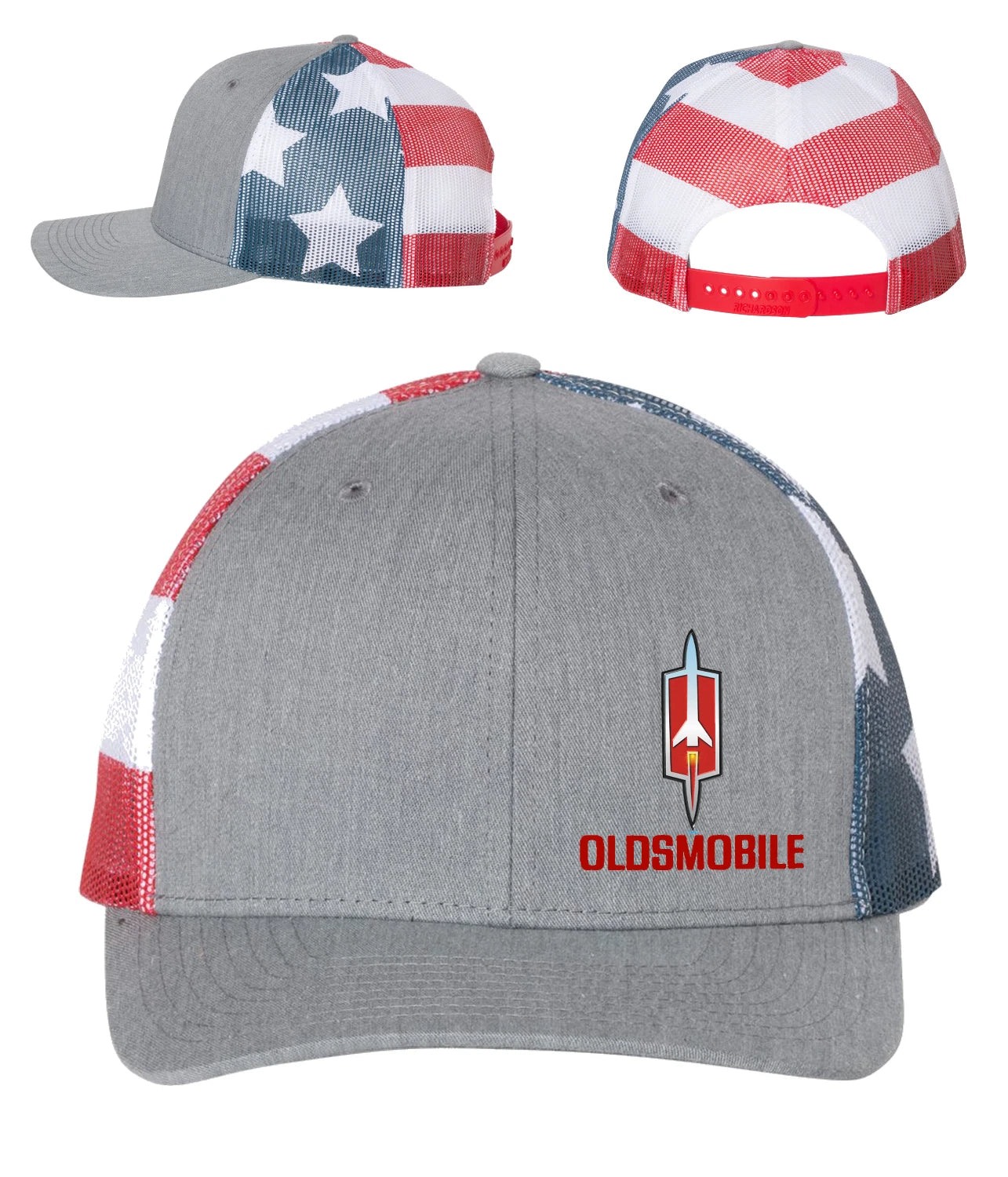 Trucker Hat Cap with American Flag Back for Oldsmobile (1990–2004)