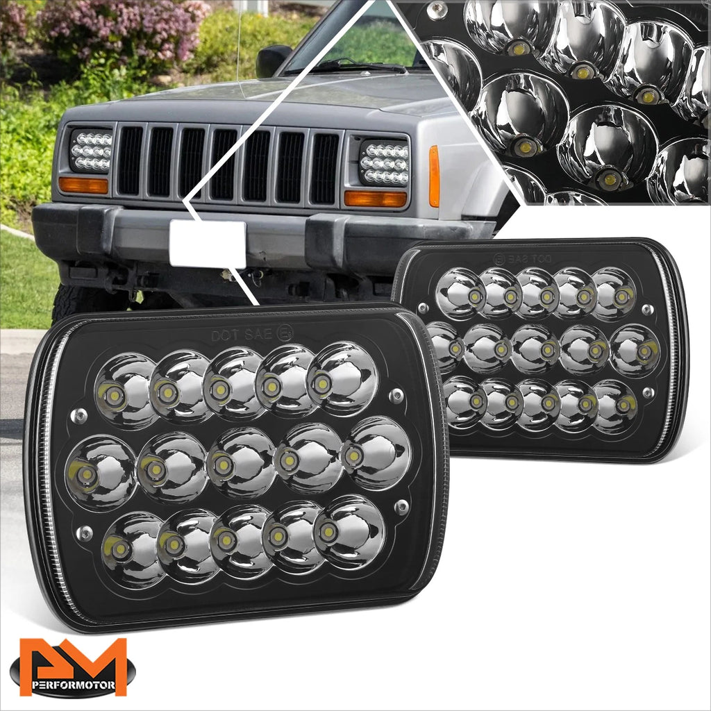 Set of 2 H6054 LED Headlights for Isuzu Amigo, I-Mark, Jeep Cherokee, Wrangler, J10 (1985–2001)