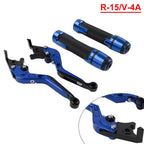 Blue Extendable Brake Clutch Lever Grip Set for Yamaha YZF R1 (2015-2023)