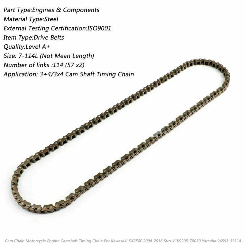 Timing Cam Chain for Kawasaki KX250F (2016) 92057-0030, Yamaha 94591-53114