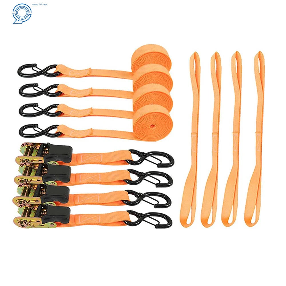 Set of 2 Ratchet Straps for Motorcycle & Truck (2200lbs Breaking Resistance)