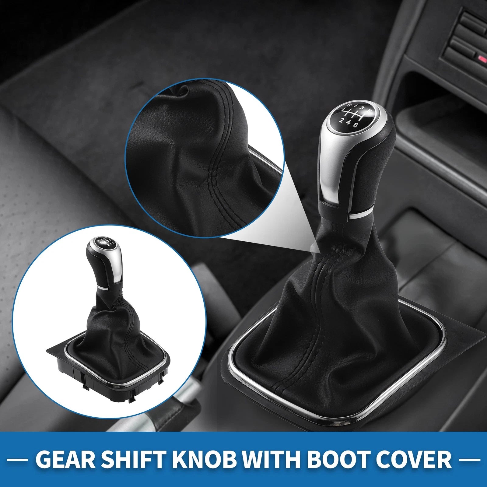 6 Speed Manual Gear Shifter Knob with Cover for Volkswagen Eos (2007–2016)