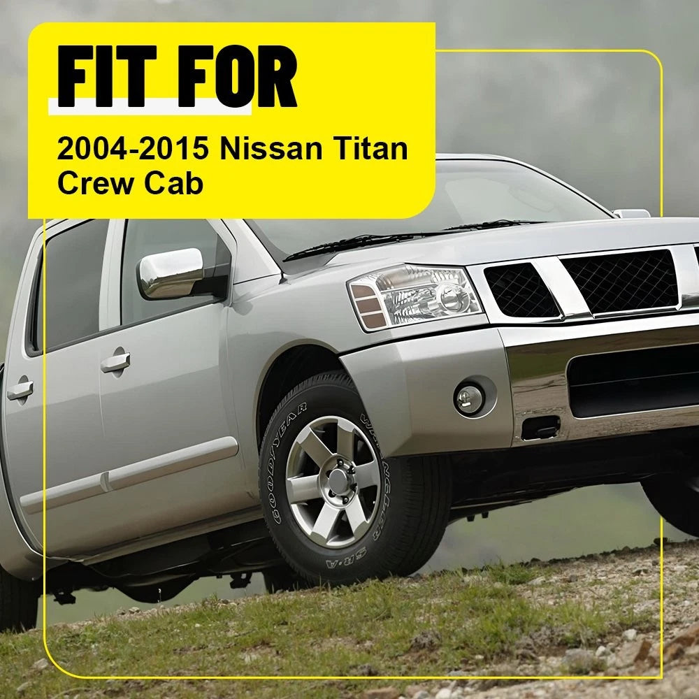 6X Chrome Black Pillar Posts for Nissan Titan Crew Cab (2004–2015)