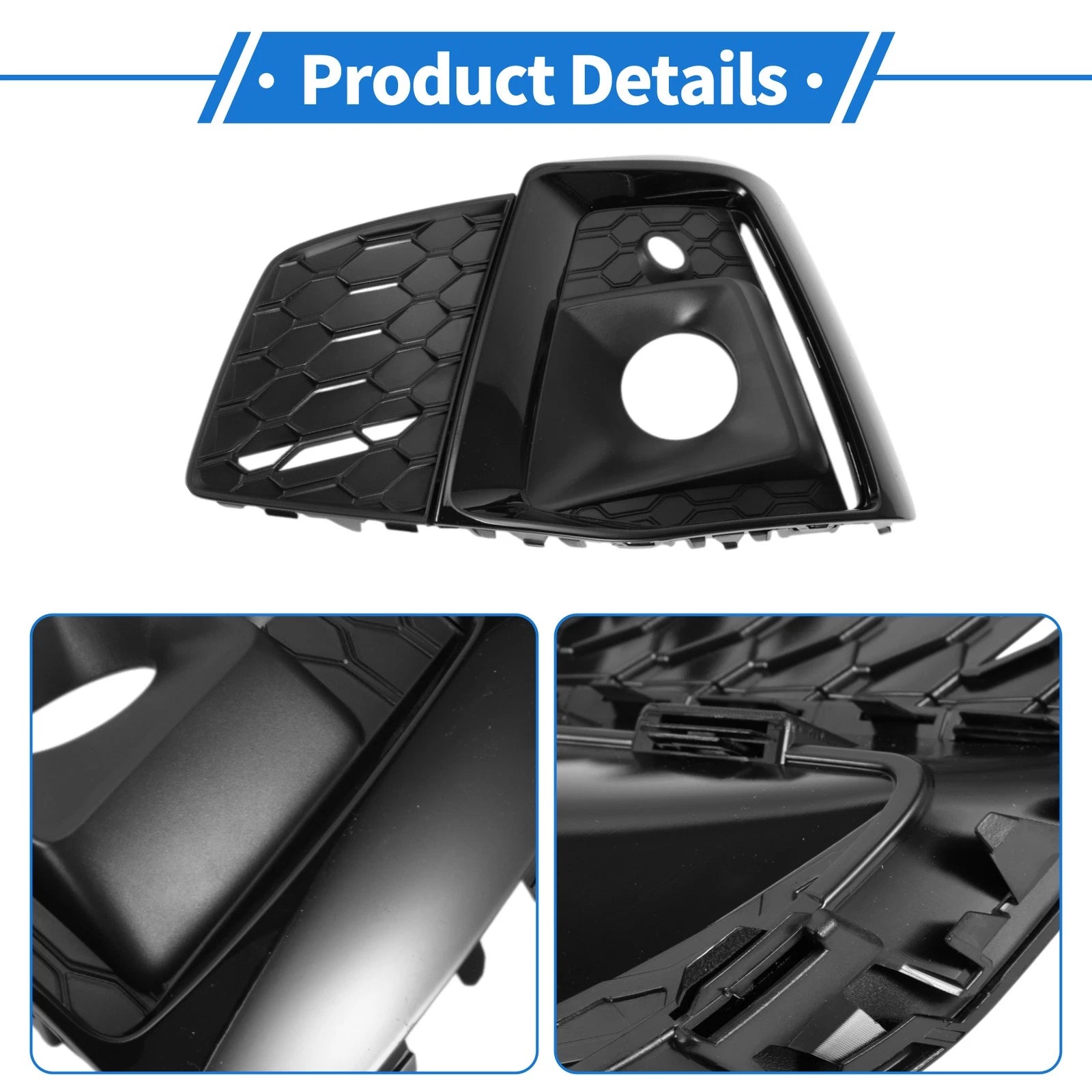 1Pc Fog Light Grill for Audi A5 (2021–2023) No. 8W6807681T ABS Black