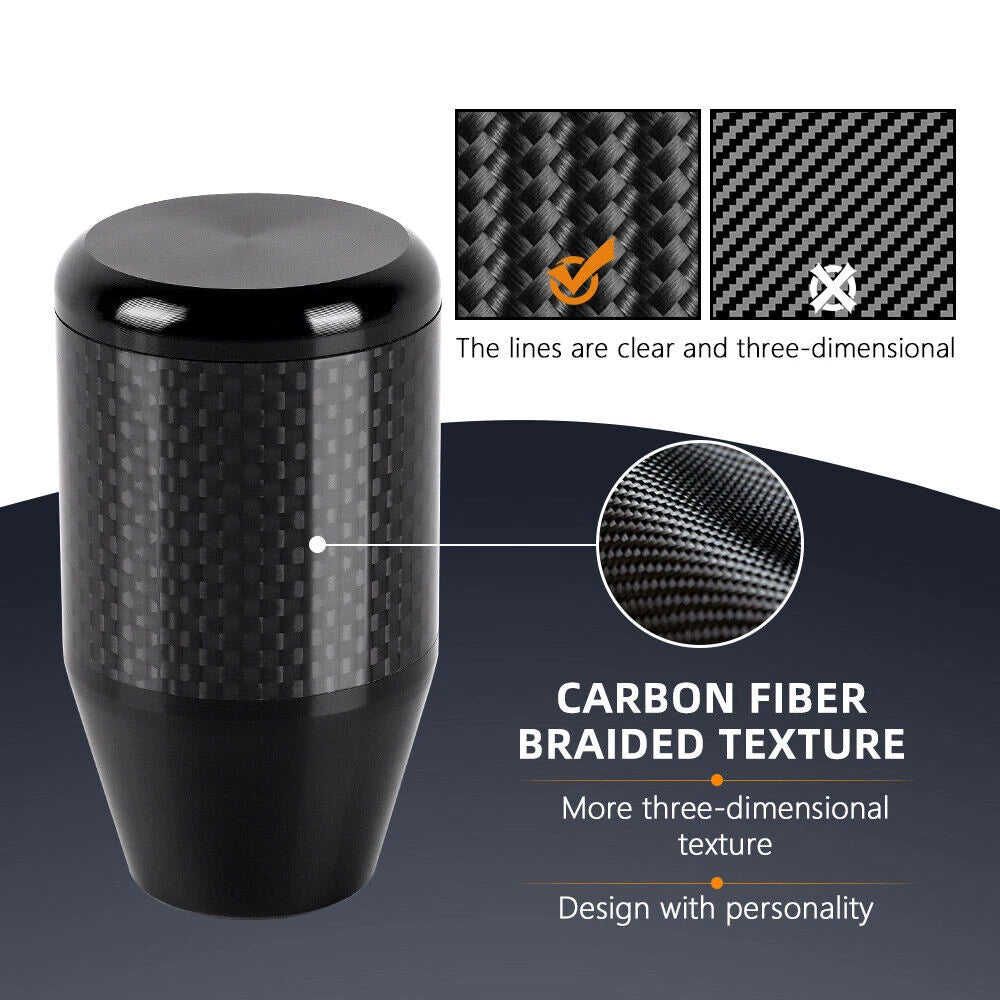 Aluminum Black Carbon Fiber Trim Manual Gear Shift Knob