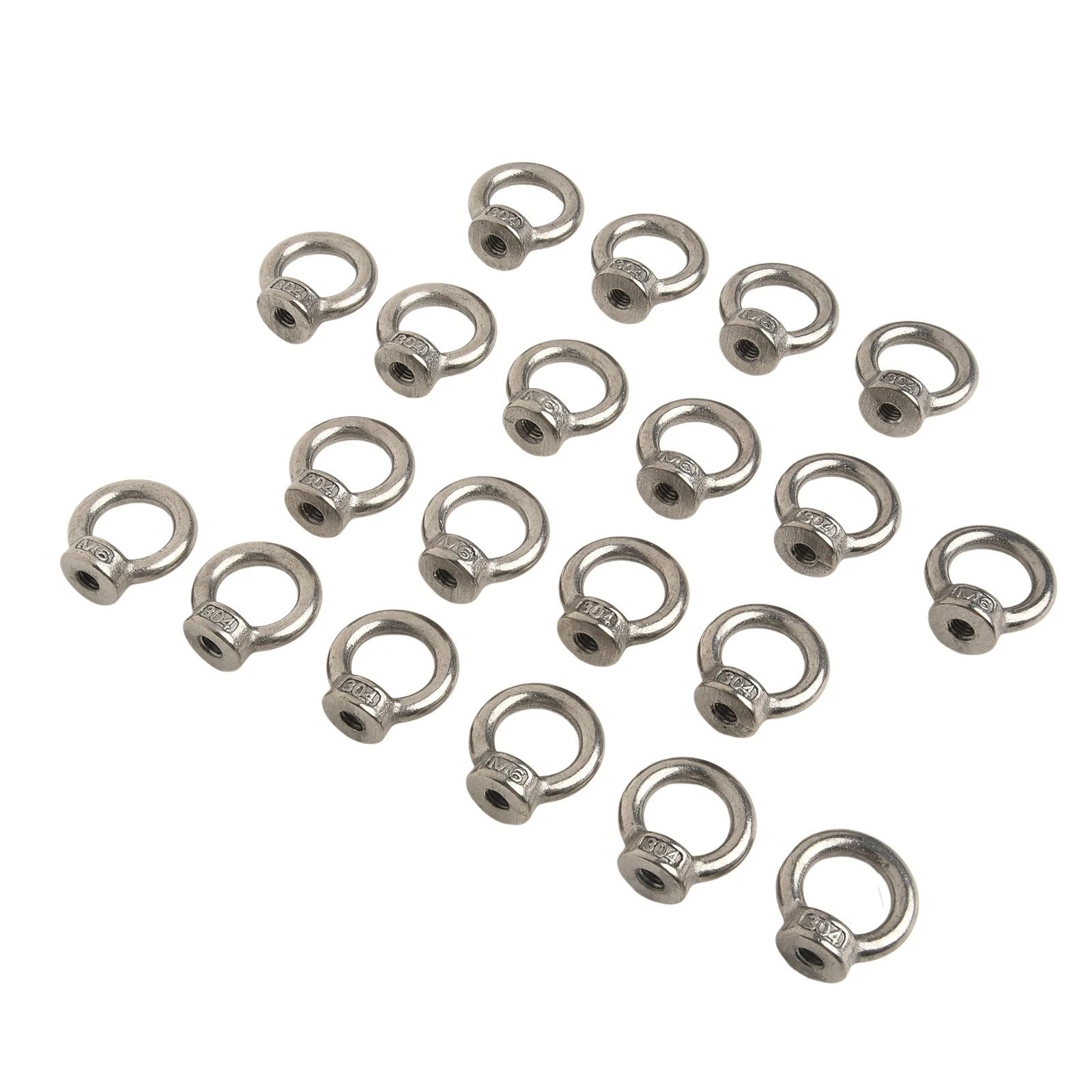 Set of 20 M6 Stainless Steel Eye Nuts for Installation