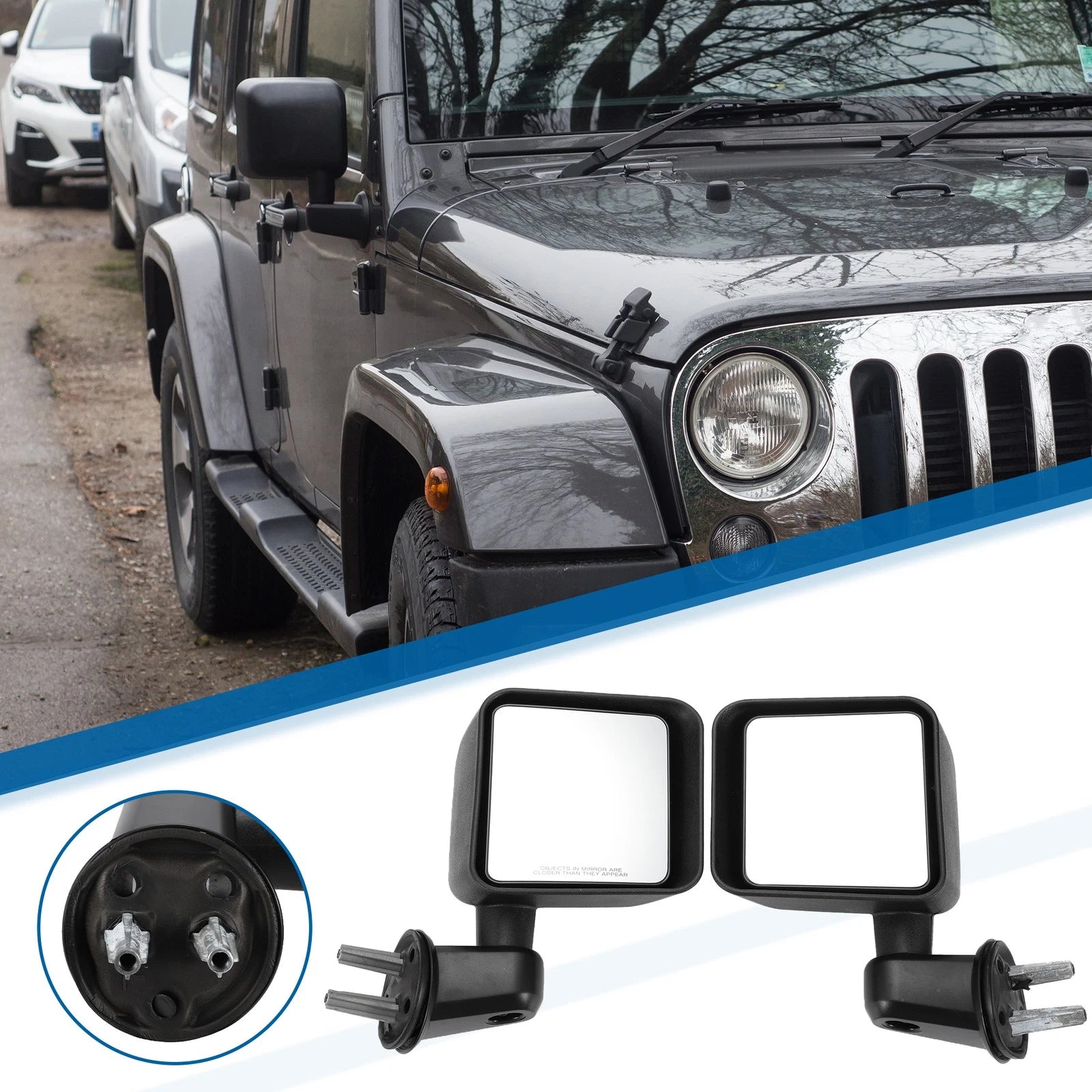 Tow Mirrors for Jeep Wrangler (2007–2017) No. 55077967AB/55077966AB Set of 1