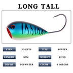 Topwater Popper Bait 13g 8cm Fishing Lure with 3D Eyes
