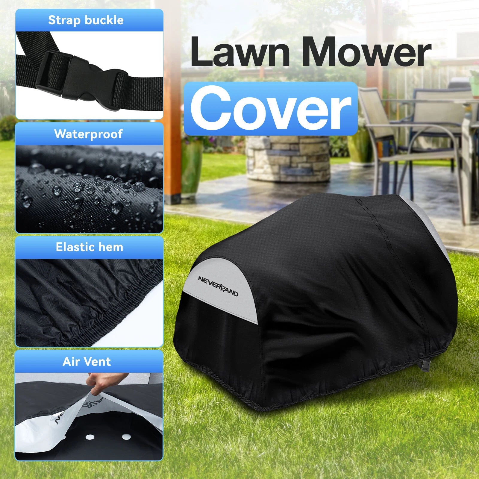 Lawn Mower Tractor Cover for Decks up to 72" (UV, Dust, Snow, Waterproof)