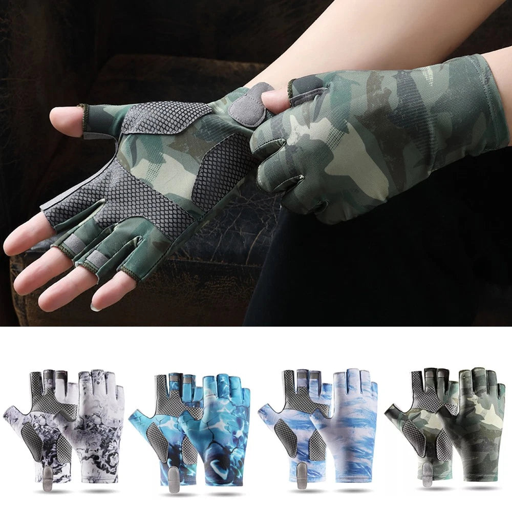 Anti-slip Fingerless Fishing Gloves - Sun Protection, Ice Silk Material