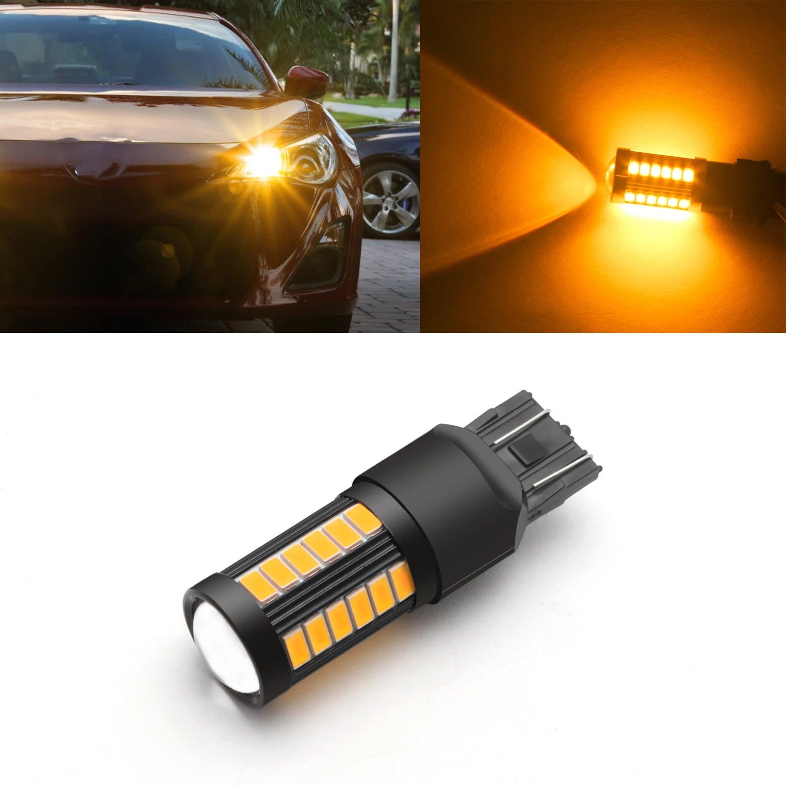 3000K Amber 33-SMD LED Turn Signal Brake Tail Light Bulb for Car (2000–2009)