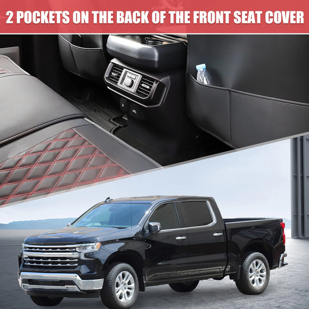 Set of 2 Front Seat Covers for Chevrolet  - Black Red