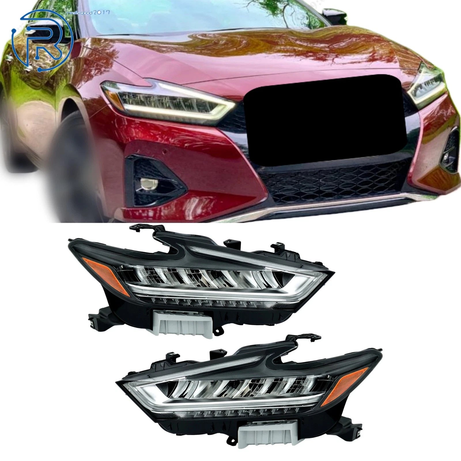 Pair of LED Headlights for Nissan Maxima (2019–2021) Driver & Passenger Side Chrome