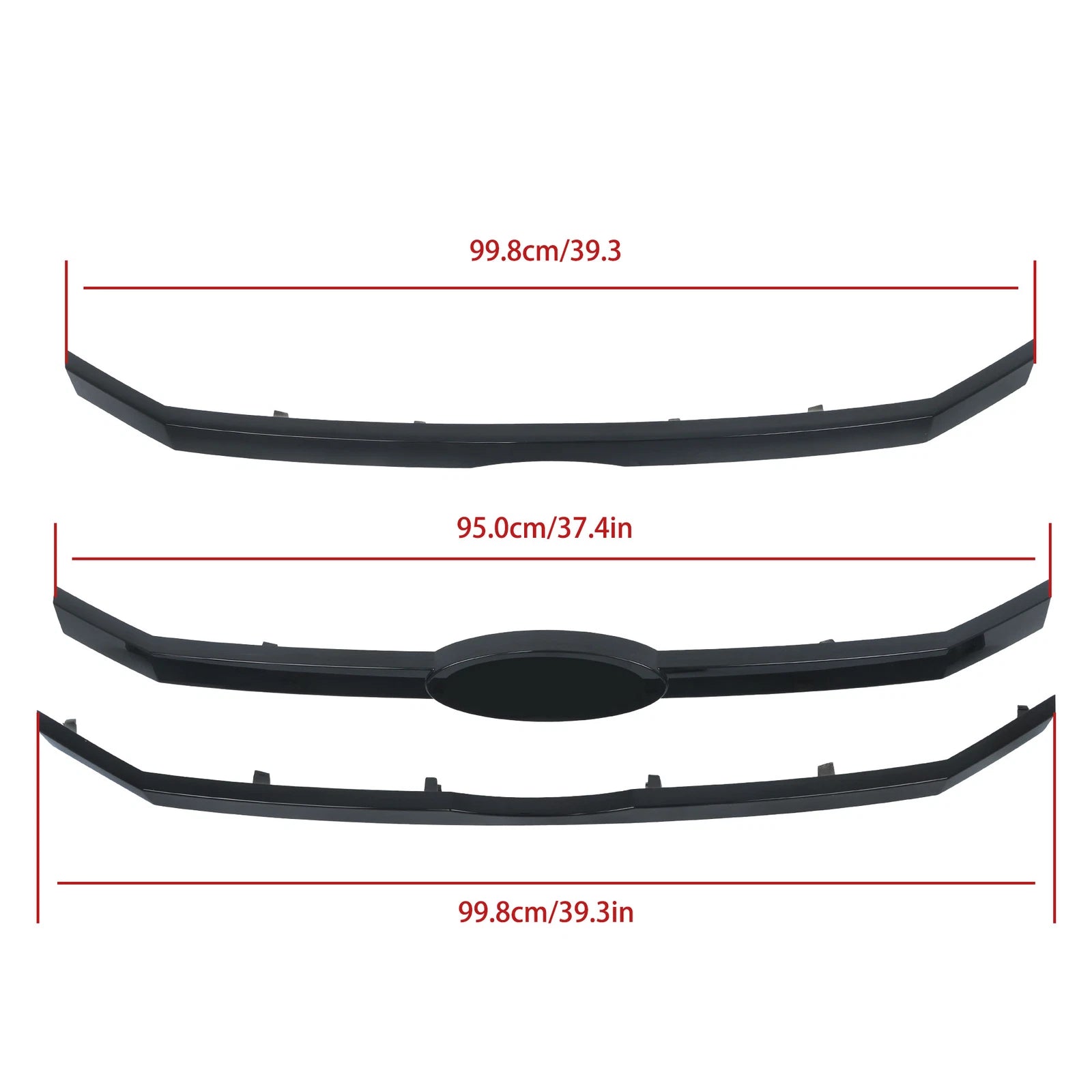 Set of 3 Front Upper Grille Bar Inserts for Ford Flex (2009-2012) Black