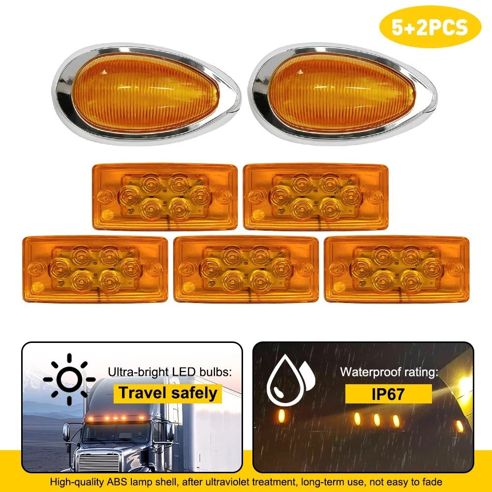 LED Side Marker Lights for Freightliner Sleeper Cab Trucks (Universal)