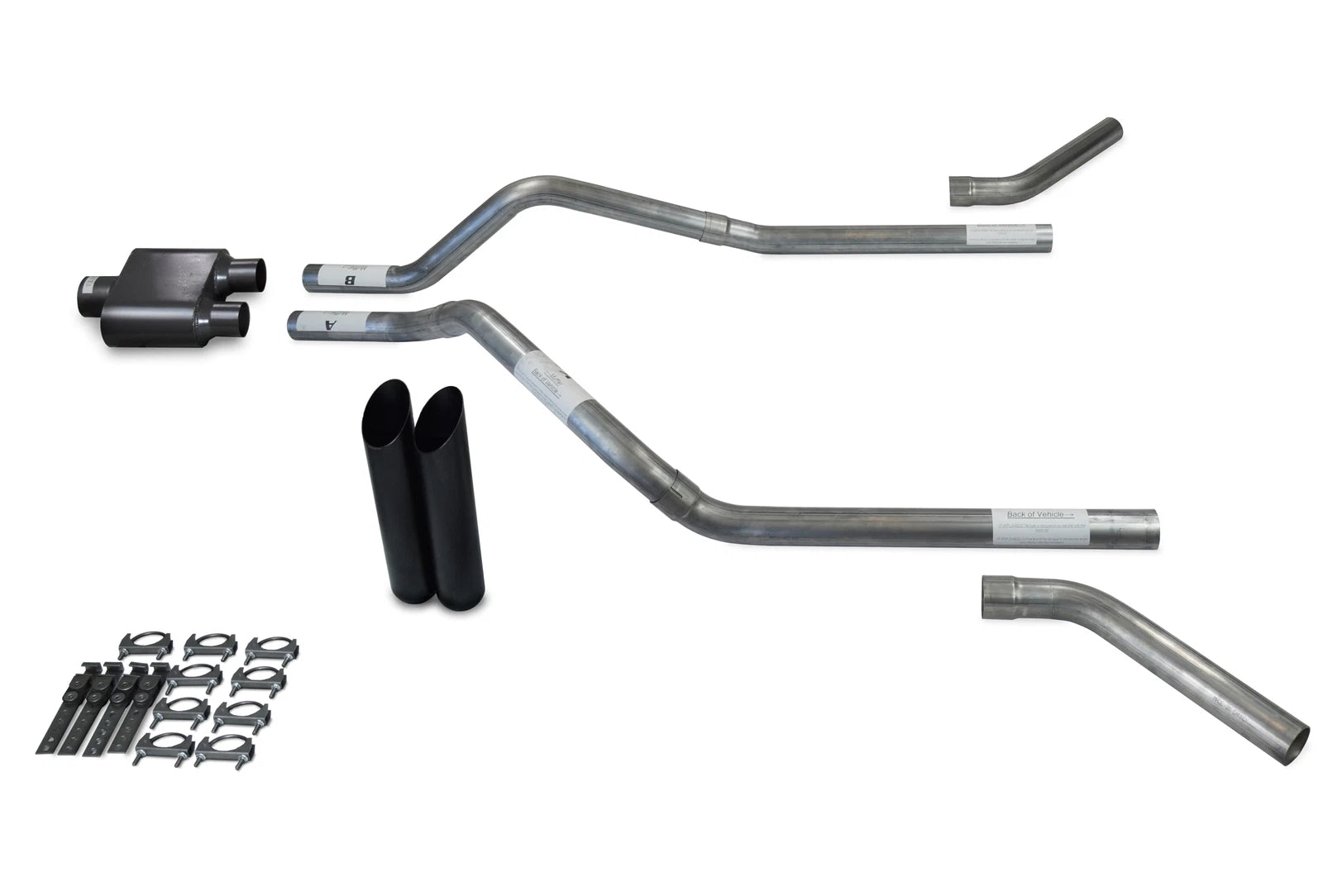 2.5" Dual Exhaust Kit for Chevy Blazer (2000–2004) - 1 Chamber, Black Tips