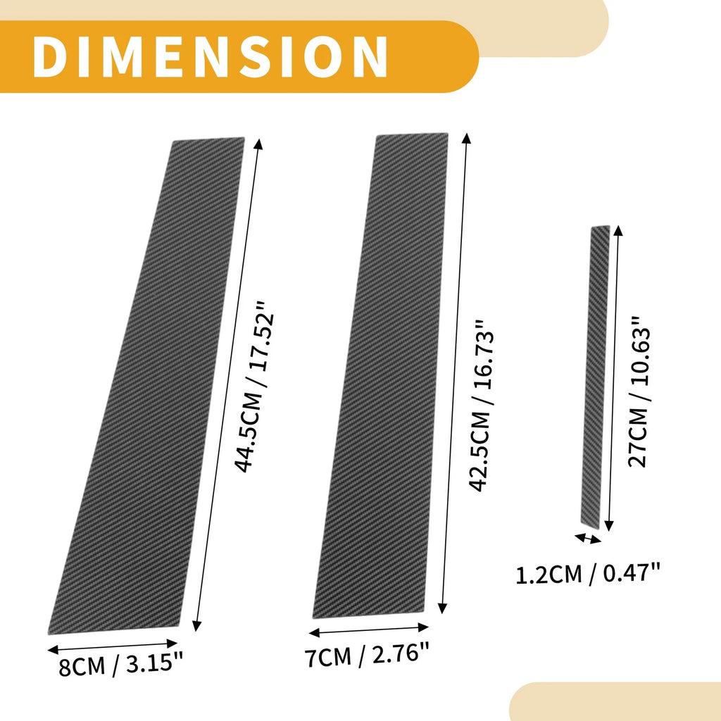 Set of 6 Car Pillar Window Trim Covers for Toyota Camry (2012–2016) Black Carbon Fiber