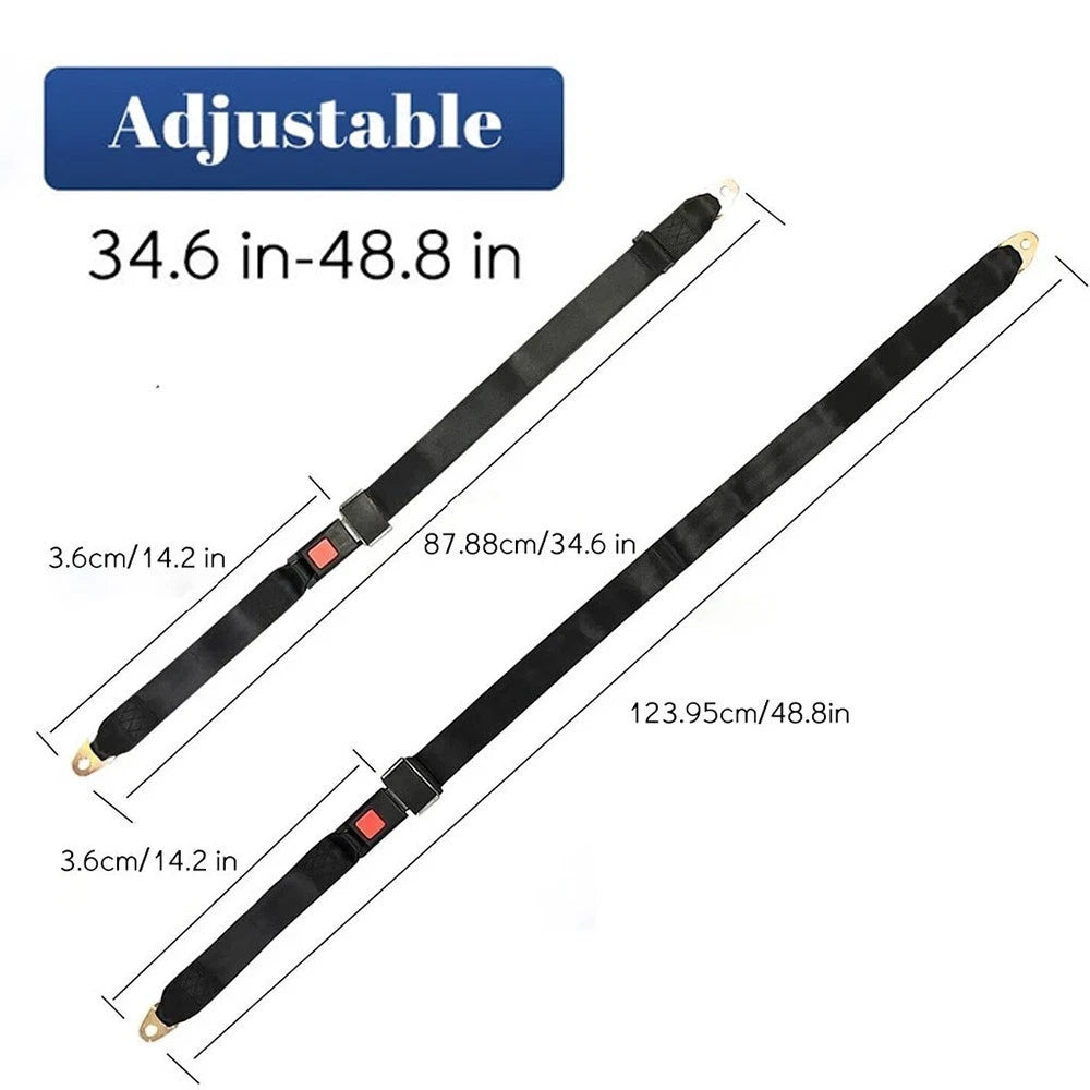 2 Pack Adjustable 2 Point Lap Seat Belts for Universal Truck Car