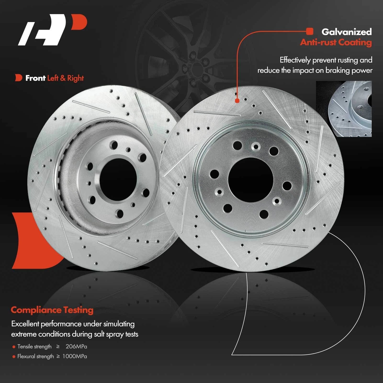 Set of 4 Drilled Brake Rotors for Buick Chevy Pontiac Saturn