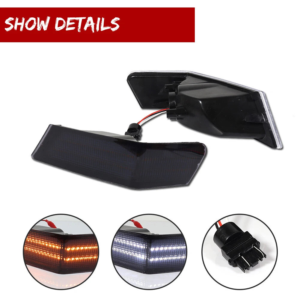 2X Smoke Switchback LED Turn Signal Blinker Corner Lights for Jeep Patriot (2007–2017)