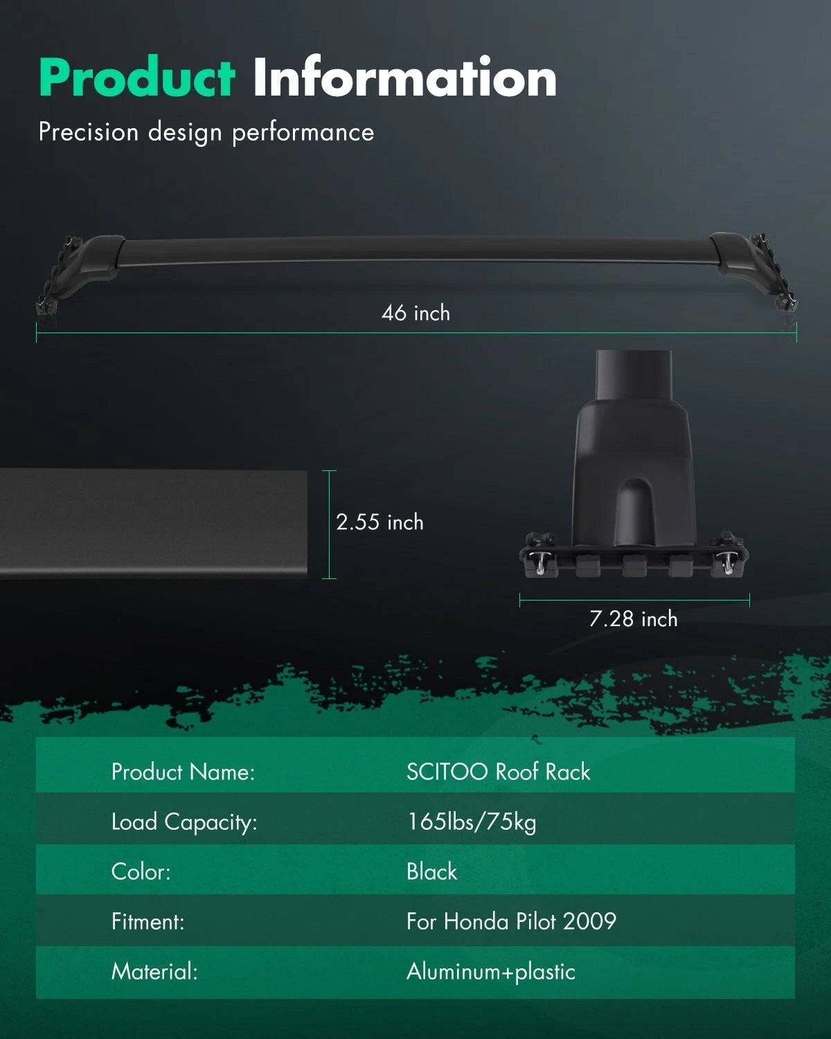 Aluminum Roof Rack Cross Bar for Honda Pilot (2009–2015)