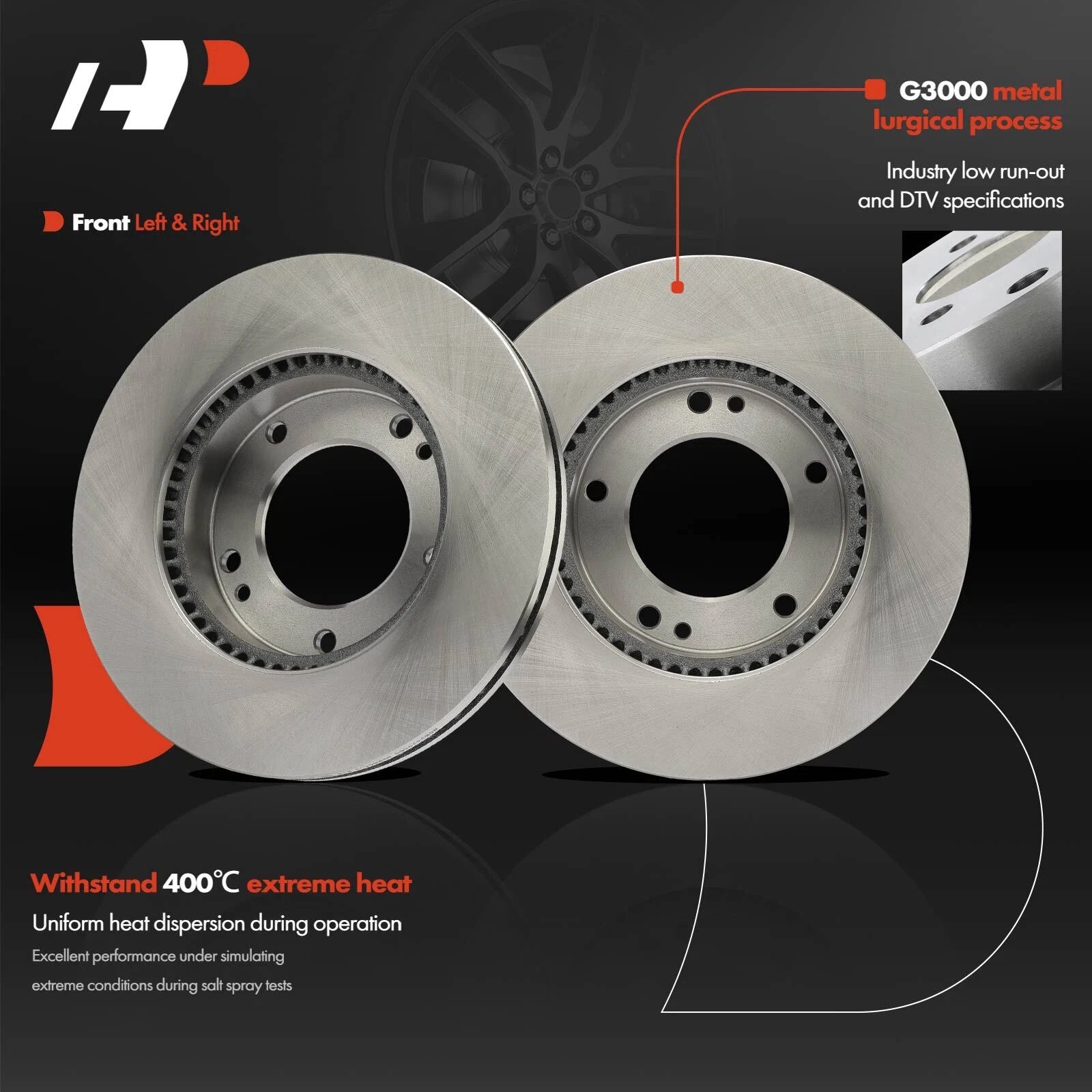 Front Disc Brake Rotors & Ceramic Pads for Kia Sorento (2007-2009)